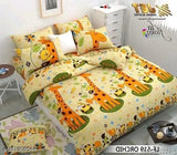 Cotton fitted double bedsheet with 2 pillow covers, superfine quality and cartoon print, ideal for summer, adult use, from India (90x90 bedsheet, 16x26 pillow covers)