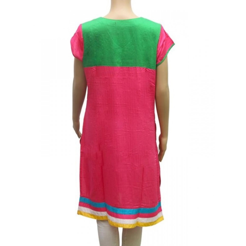 Pink rayon kurti, breathable and stylish women's clothing for summer events