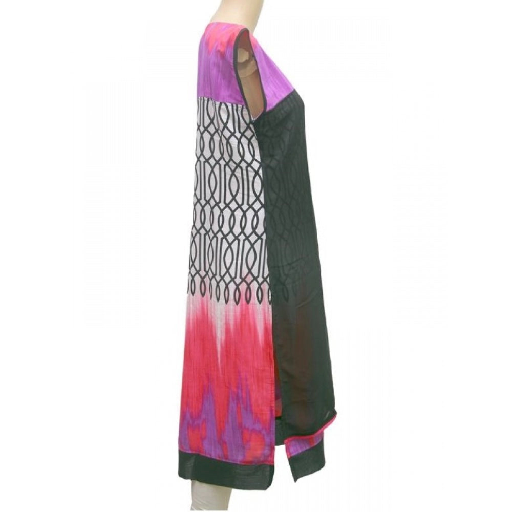 Women's synthetic kurtis, multi-color, M size - rayon fabric, breathable 42 inches with mandarin collar & 3/4 sleeves