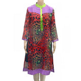 Multi-color synthetic kurtis for women, Rayon material, V neck, 3/4 sleeves (XXL), length 41 inches, breathable style