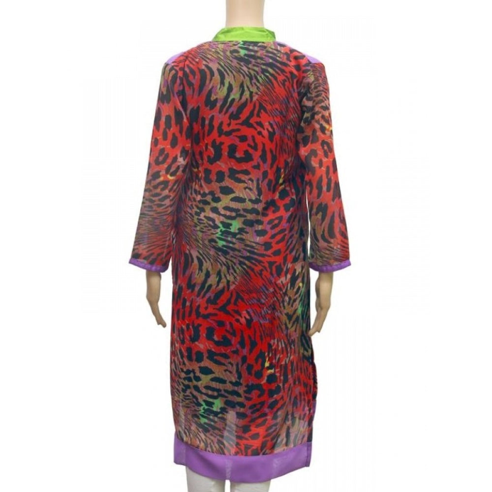 Multi-color rayon women's kurti, breathable V-neck with 3/4 sleeves, XXL size, length 41 inches