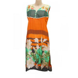 Orange & Multi Rayon Women's Kurtis (L), breathable 40, mandarin collar with 3/4 sleeves