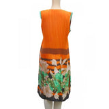 Orange & multi-colored rayon kurtis for women, 3/4 sleeve with mandarin collar, breathable fabric