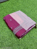 Embroidered pink chiffon ZHALAK PINK005 saree with separate blouse, contrasting net pattern, Indian origin