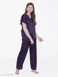 Women's Satin Nightsuit - Luxury sleepwear, soft & stylish in high-quality satin, perfect for lounging or gifting
