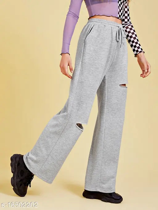 Grey women's lounge pants with drawstring waist