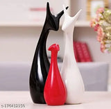 Ceramic deer figurine set: dad, mom, baby - hand-polished, stable, and elegant, perfect for living room decor