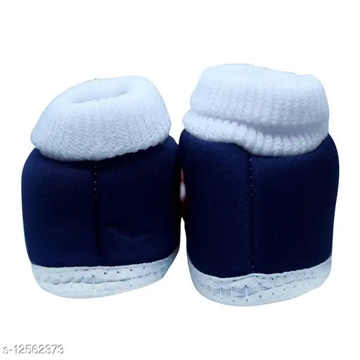 Navy Blue cotton and PVC flower booties/socks for babies 0-12 months - Mynekids RK2-Blue
