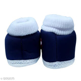 Navy Blue cotton and PVC flower booties/socks for babies 0-12 months - Mynekids RK2-Blue
