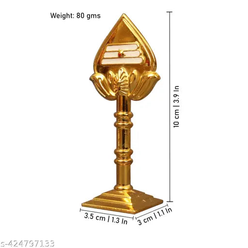 Golden Murugan Idol with crystal stones, handcrafted metal dashboard statue, 4.5cm x 5cm x 13cm (LxWxH), Indian origin