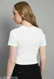 White Lycra mandarin collar women's t-shirt, short sleeves, quick dry, easy to wear with jeans or skirts, made in India