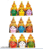 Metal Navadurga Devi face set of 9, intricate God idol for Varalakshmi Pooja and temple use
