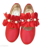 Red synthetic ballerinas for kids' partywear, various sizes from 0-4 months to 10 years, Indian origin