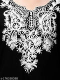 Black and white embroidered woolen aari work kurta