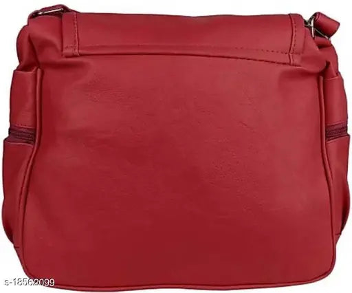 Red leather sling bag with adjustable strap