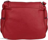 Red leather sling bag with adjustable strap