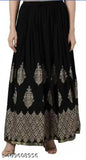 Black rayon printed net skirt, beautiful for women and girls, available in various sizes from S to XXXL