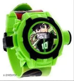 Green and black unisex kids watch with cartoon character
