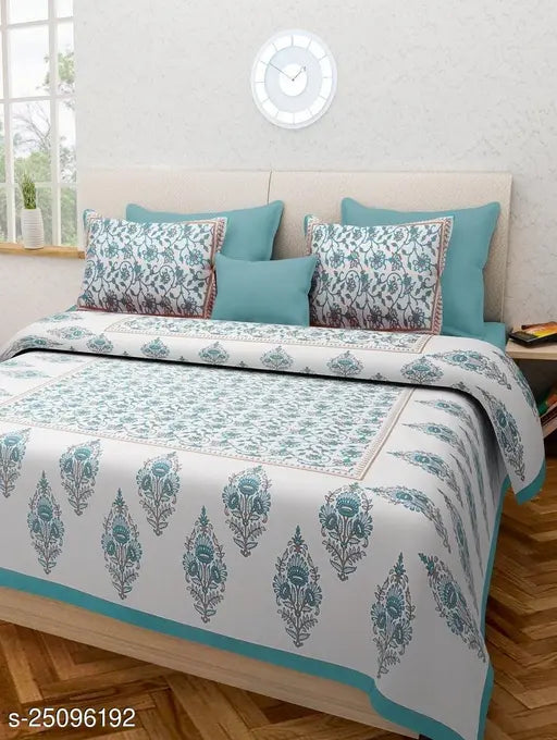 Glace cotton, superfine abstract pattern, classic alluring double queen bedsheets with 12 pillow covers, ideal for adult summer use. Made in India