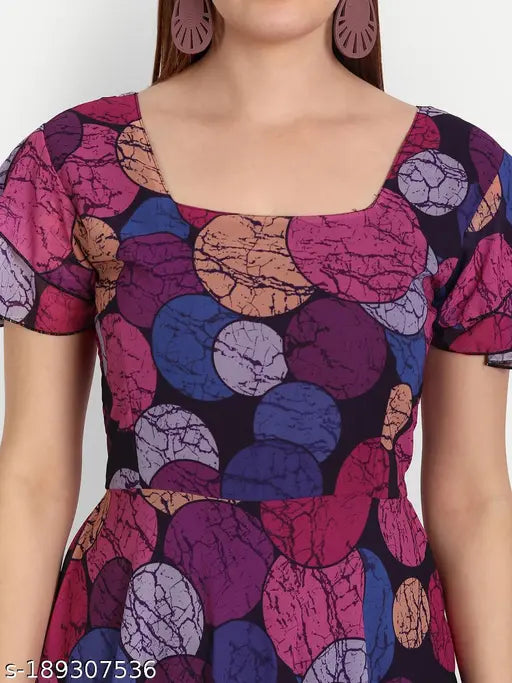 Designer Georgette one-piece kurti, short sleeves, printed combo, big sizes available from S to 6XL, Indian origin