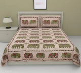 Barmeri print cotton king size double bedsheet with 2 pillow covers, vibrant design for luxury sleep on a king-sized bed (90x108 inches), made in India