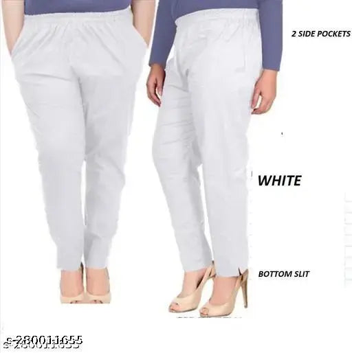 24Hour Fashion Women Cotton Lycra Plus Size Trousers Pants|Jumbo Trouser Pant for Women with Pockets