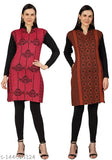Red woolen knee-length kurta