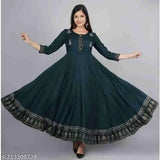 Green rayon three-quarter sleeve blouse with printed combo, Indian fashion for women