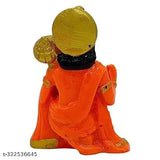 Polyresin orange Hanuman Ji statue, 3 inches high, intricately crafted by Indian artisans