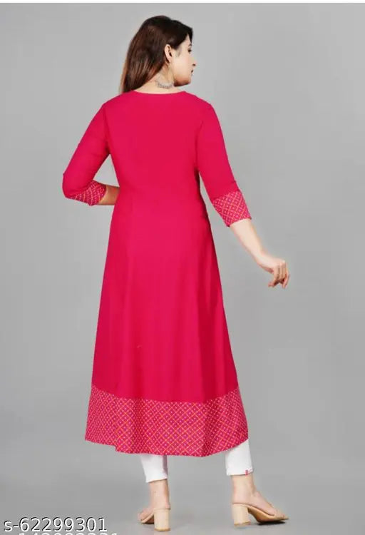 Rayon fabric anarkali suit for women, red