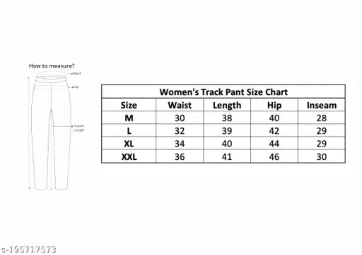 Pant size: M, L, XL; waist size: S, M, L, XL