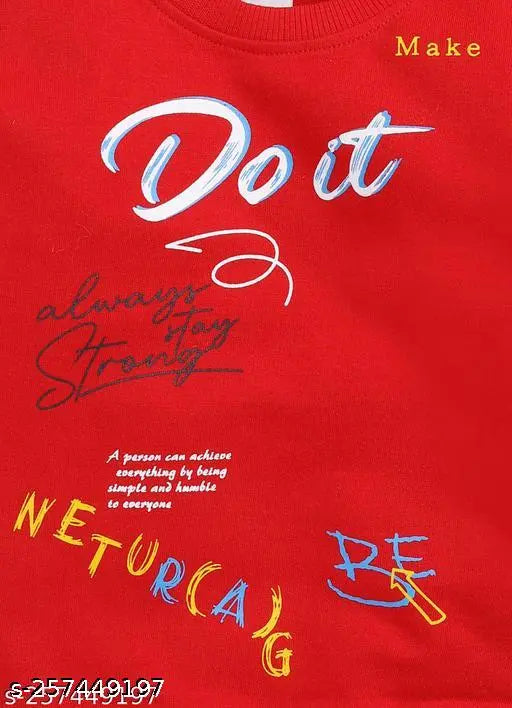 Infiniti rust color cotton sweatshirt for kids, long sleeves, printed pattern, warm & comfortable