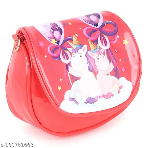 Cartoon character crossbody shoulder handbag with a heart, stars, and rainbows