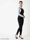 High-waist blue denim dungaree for ladies, adjustable shoulder straps, solid design, size M/XL/XXL from India