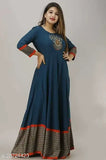 Aishani Fashionbie blue, long sleeves, kurta with embroidery