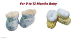 Blue and yellow PinKit unisex baby booties - pack of 2, fur sole and rubber printed design for 0-12 months