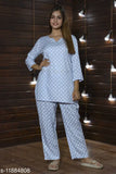 Women's rayon printed nightsuit with three-quarter sleeves, India-origin pyjamas in a range of sizes M-XXXL for comfortable sleepwear