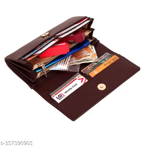 Faux leather clutch wallet, Sadia brand, fancy design, multiple card slots