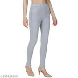 Women's cozy denim jegging - solid colorful, Indian-made denim jegging for women