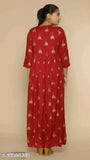 Maroon rayon printed kurti with gold jhumka design, three-quarter sleeves for Indian women fashion