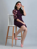 Purple cotton blend high neck dress, solid pattern for girls aged 7-14 years, Indian craftsmanship