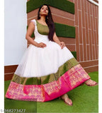 Georgette embroidery work taffeta silk sleeveless long dress, ideal for festivals, parties, and formal events. Women's ethnic wear from India