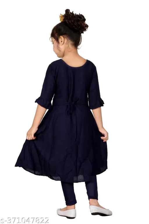 Embroidered rayon Girls kurta leggings set, Indian festive outfit for 4-7 years