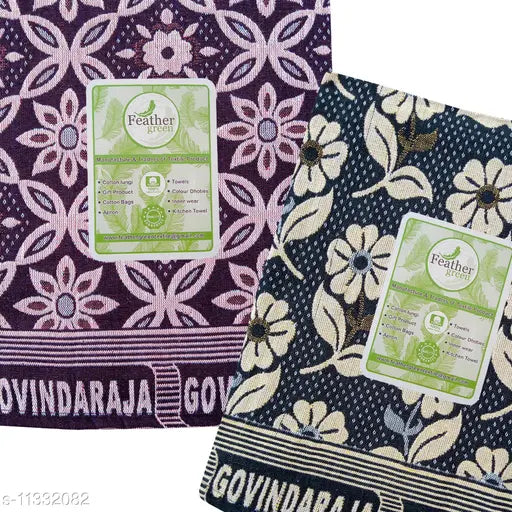 Feather Green cotton blankets (pack of 2), soft and breathable, free size (90x60 inches) from India