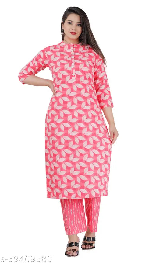 Aagam sensational women's printed cotton kurta and palazzo set, perfect for parties and festivals. High-grade fabric, various sizes available (M, L, XL, XXL). Made in India