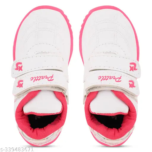 Pink casual lightweight velcro outdoor sports shoes for little kids
