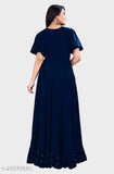 Blue embellished net rayon gown for women, available in sizes S, M, L, XL, XXL. Made in India