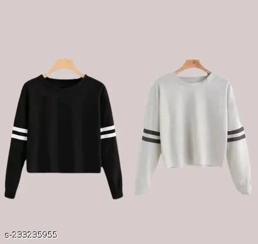 Trendy cotton blend sweatshirts/t-shirts in solid colors for women, perfect for everyday casual wear