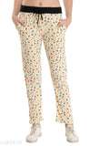 Cotton women's lower track pants with colorful print, pack of 3