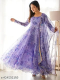 Georgette printed long-sleeved women's dress, trendy designer collection, available in S, M, L, XL, XXL